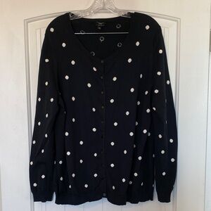 Talbots Black and White Polka Dot Cardigan